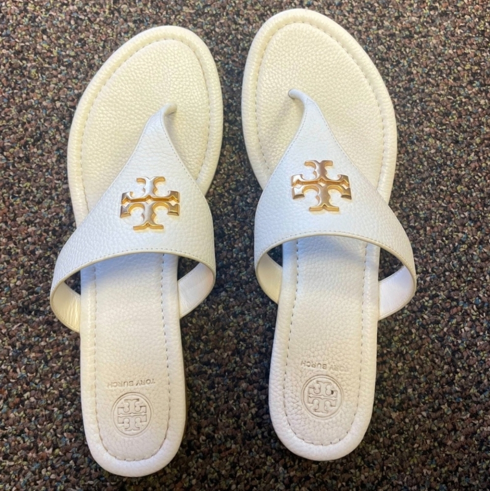 WHITE TORY BURCH SANDALS SZ 10
